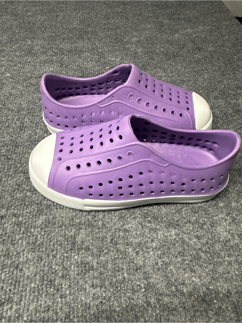 Kids Slip-On Water Shoes in Purple with White Toe